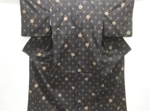 格子に花模様織出し米沢琉球絣着物